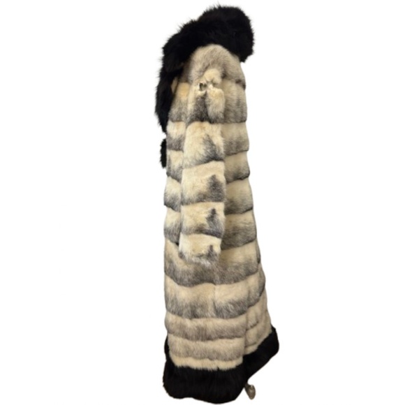 Vtg 60s 70s Damaged Cross Mink Fox Collar Hem Fur Coat S - Picture 6 of 15